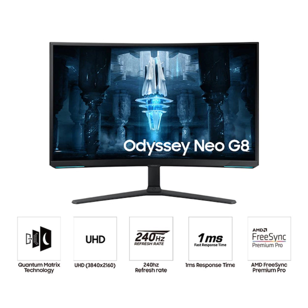 SAMSUNG 32-Inch Odyssey Neo G8 Curved Gaming Monitor 4K UHD 3840 x 2160 Quantum HDR2000 1ms (GtG) 240Hz | LS32BG850NMXUE