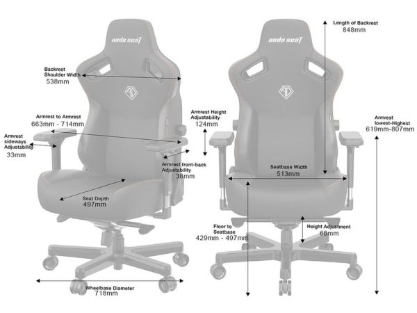 Anda Seat Gaming Chair Kaiser III - Large - Gray Fabric