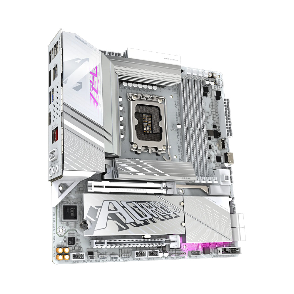 GIGABYTE Z890M Aorus Elite WiFi-7 Ice DDR5 LGA 1851 Micro-ATX Motherboard - White | Z890M-A-ELITE-WIFI7-ICE - Image 3