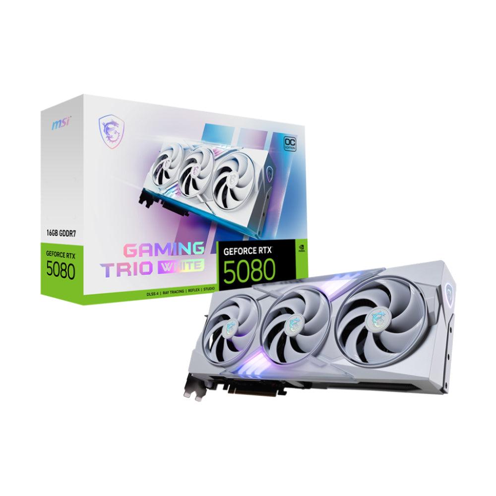 MSI GeForce RTX 5080 16GB Gaming Trio OC GDDR7 PCI-Express Graphics Card (White)