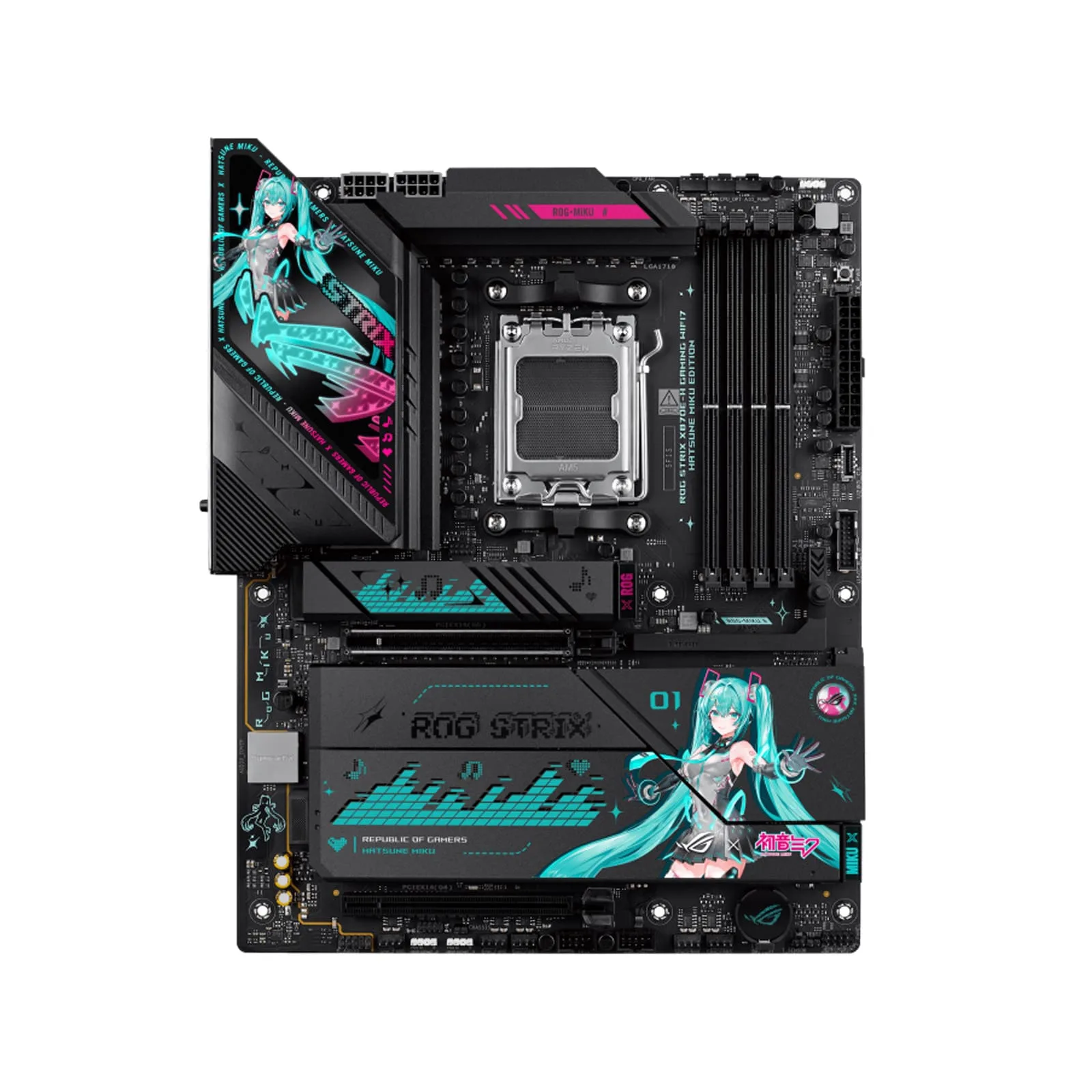 ASUS ROG Strix X870E-H Gaming WIFI-7 Hatsune MIKU Edition AM5 ATX Motherboard, 4x DIMM DDR5 8000+ MT/s (OC), PCIe 5.0 x16 slot, USB4 Type-C, 5GB Ethernet, BT-V5.4 | 90MB1MA0-M0EAY0 - Image 2