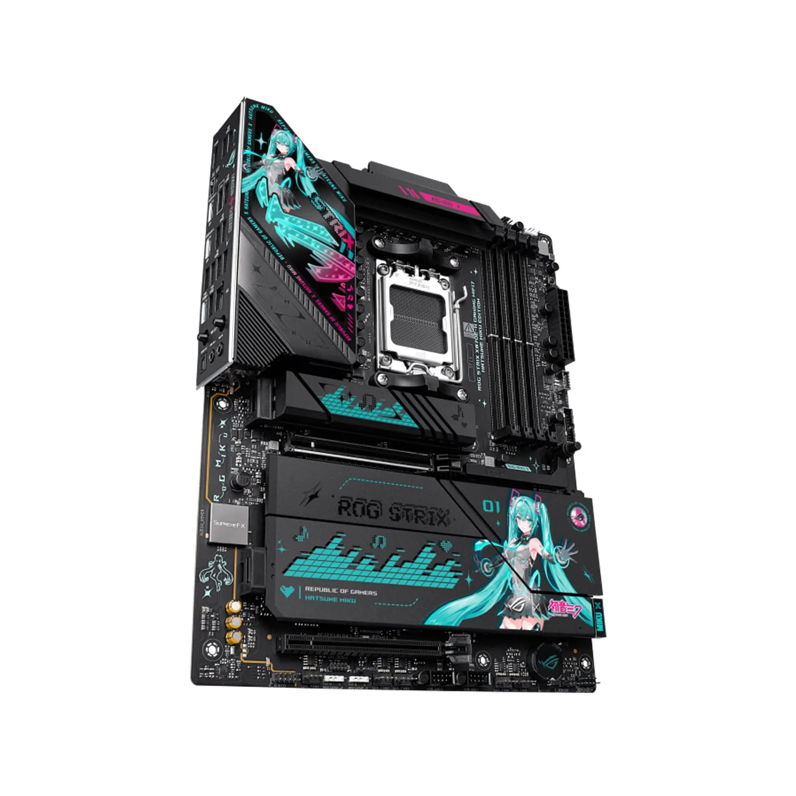 Hatsune Miku Gaming PC Bundle – AMD Ryzen 7-9800X3D | GeForce RTX 5080 16GB OC GPU | 32GB (2x16GB) 6000MHz | 360mm w/Curved AMOLED Display Liquid Cooler | X870E-H Gaming WIFI MB | 1200W Platinum III PSU | Helios II GX601S Case | 27" 260Hz Gaming Monitor - Image 4