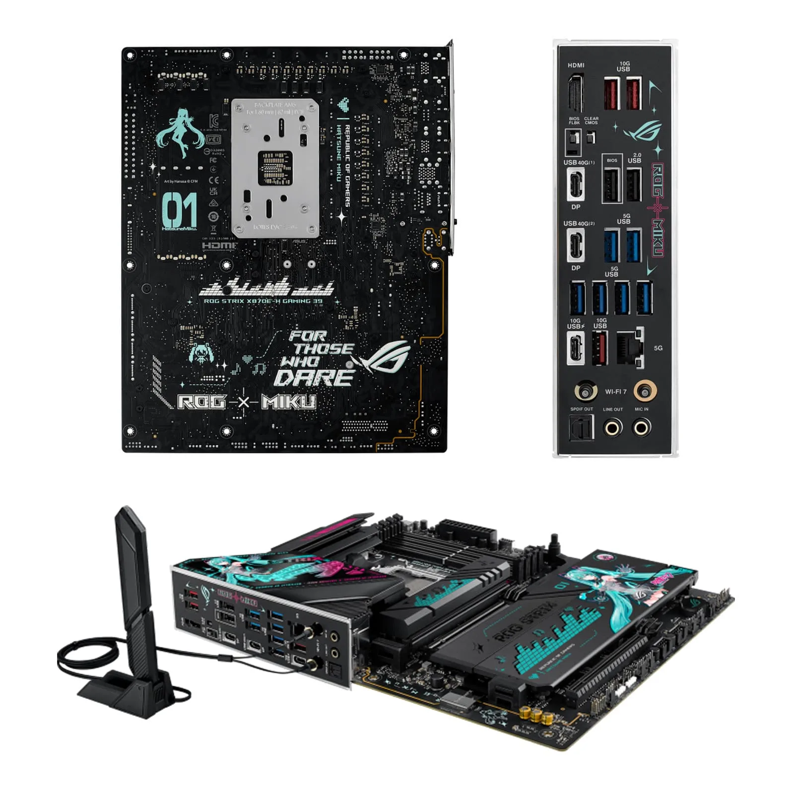 ASUS ROG Strix X870E-H Gaming WIFI-7 Hatsune MIKU Edition AM5 ATX Motherboard, 4x DIMM DDR5 8000+ MT/s (OC), PCIe 5.0 x16 slot, USB4 Type-C, 5GB Ethernet, BT-V5.4 | 90MB1MA0-M0EAY0 - Image 8