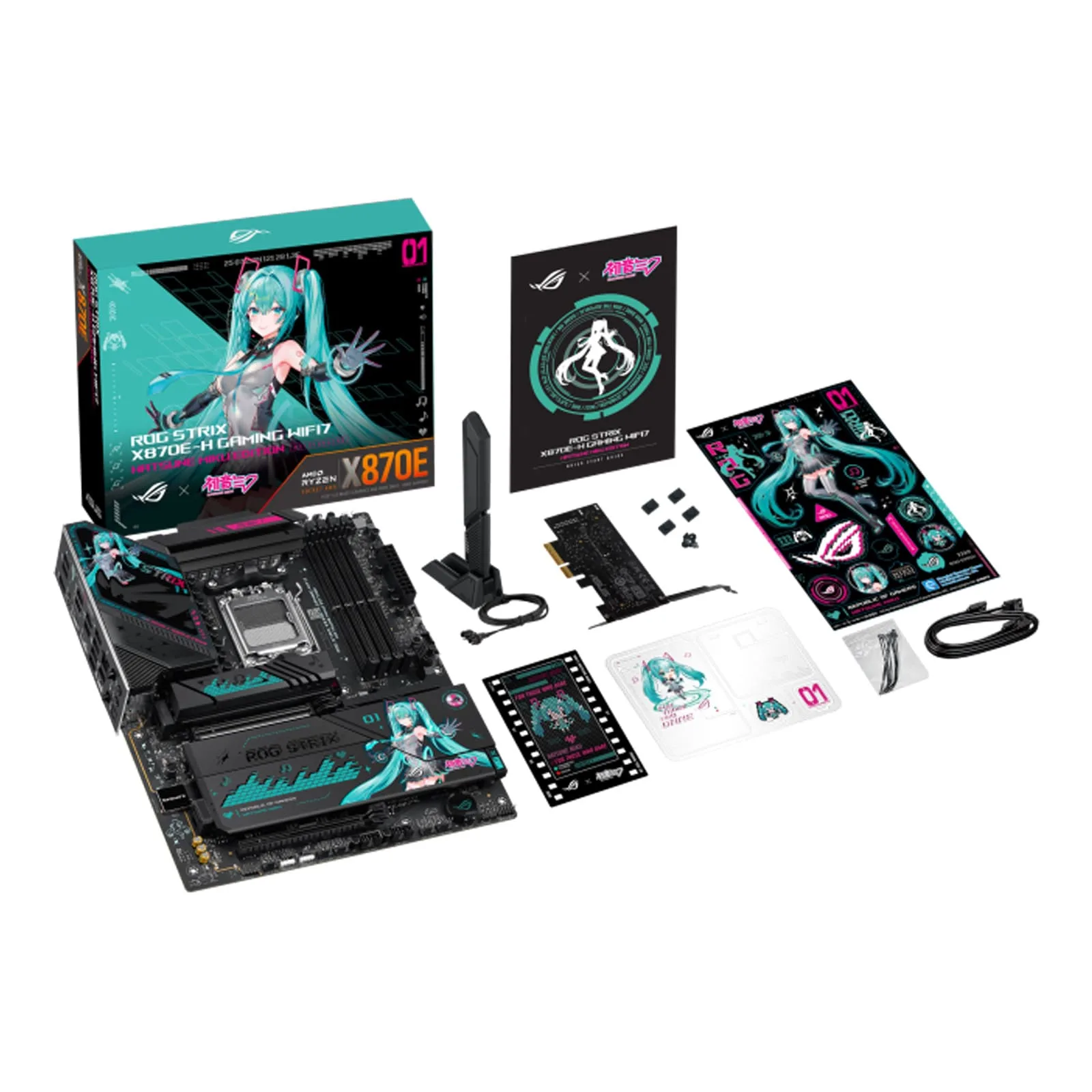 ASUS ROG Strix X870E-H Gaming WIFI-7 Hatsune MIKU Edition AM5 ATX Motherboard, 4x DIMM DDR5 8000+ MT/s (OC), PCIe 5.0 x16 slot, USB4 Type-C, 5GB Ethernet, BT-V5.4 | 90MB1MA0-M0EAY0 - Image 9