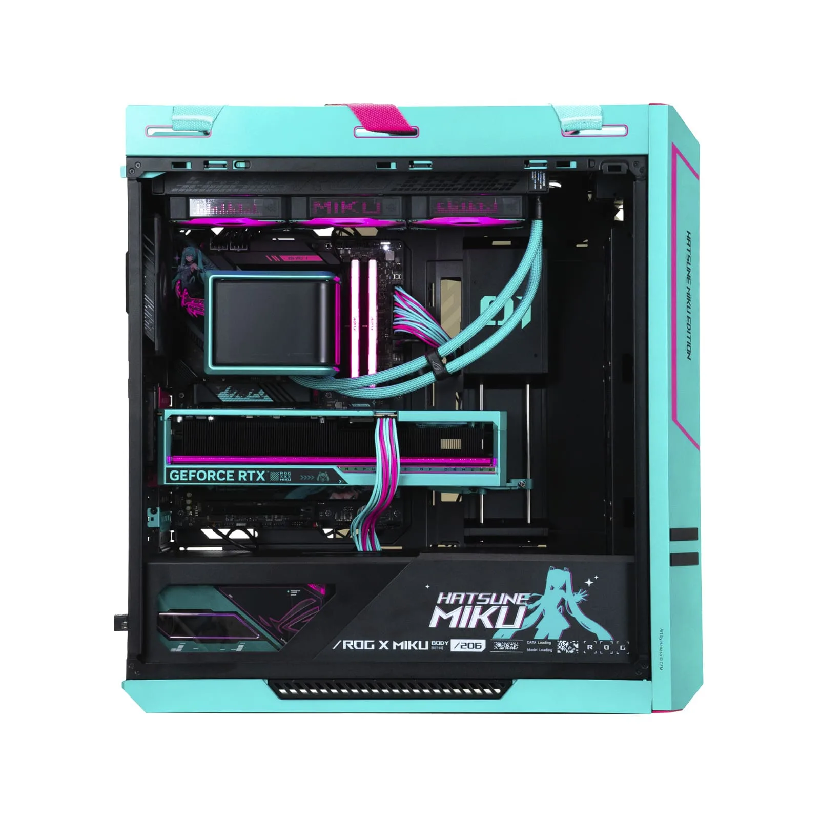Hatsune Miku Gaming PC - Choose Processor-RAM-Storage | GeForce RTX 5080 16GB OC GPU | 360mm w/Curved AMOLED Display Liquid Cooler | X870E-H Gaming WIFI MB | 1200W Platinum III PSU | Helios II GX601S Case - Image 3