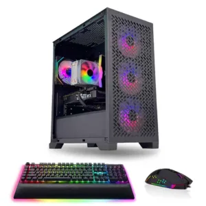Black RGB gaming PC with GeForce RTX GPU, RGB keyboard, and RGB mouse bundle – Game Sekret Elite 302.